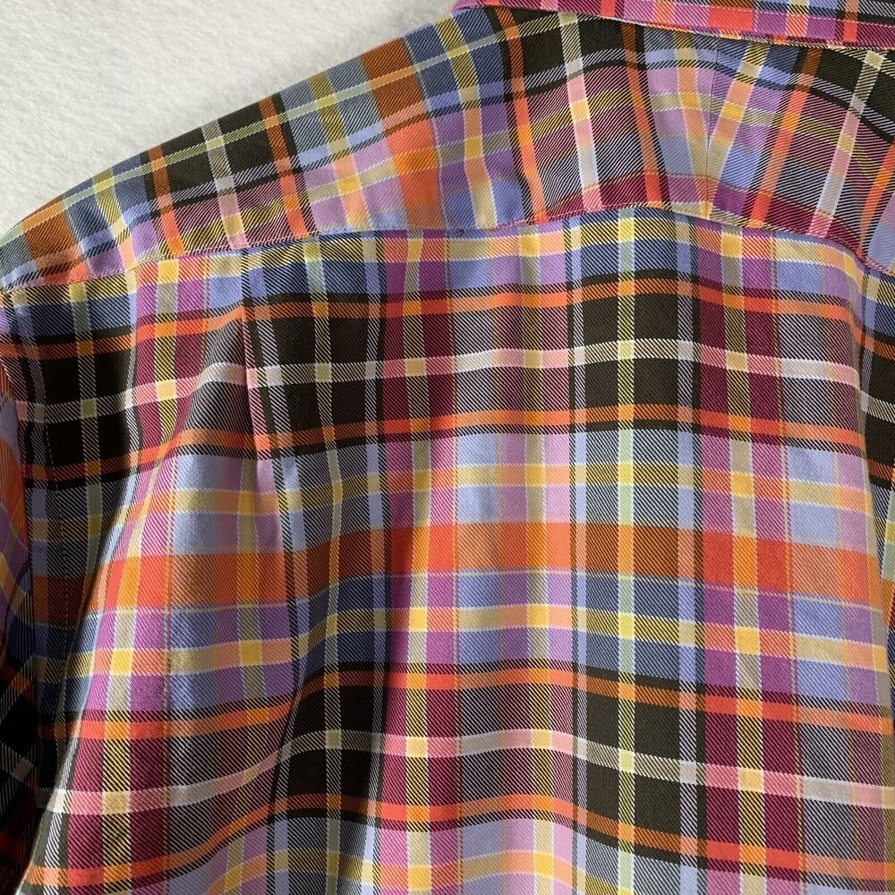 Peter Millar Shirt Men L Tartan Plaid 100% Cotton Multicolor Sport Luxury Preppy - Picture 8 of 14